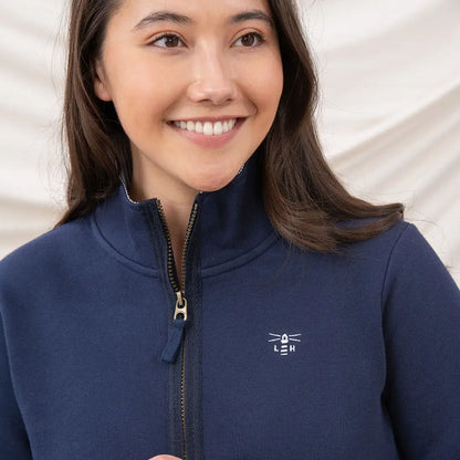 Dark blue Lighthouse Ladies Shore II Jersey fleece jacket with lighthouse logo