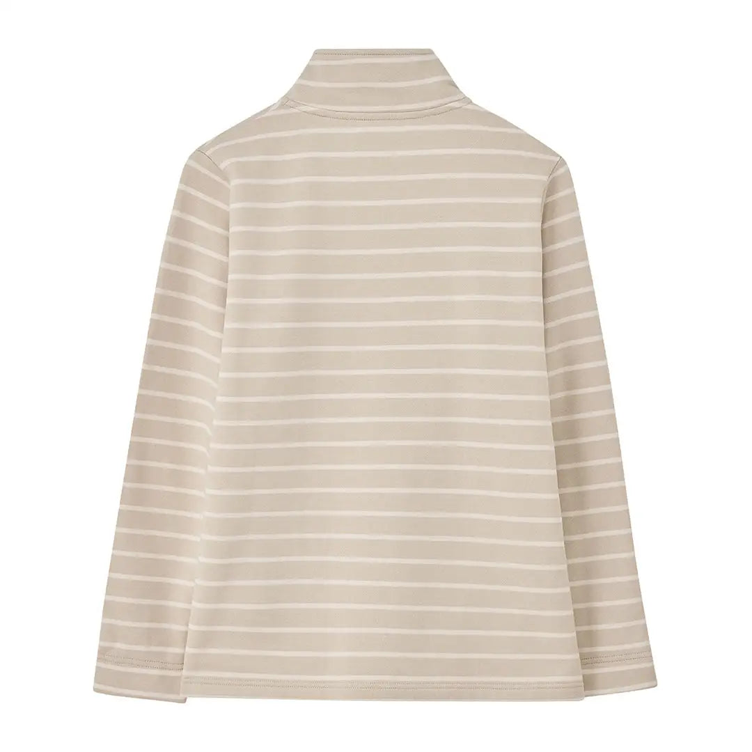 Beige and white striped Lighthouse Ladies Shore II Jersey long-sleeve polo shirt