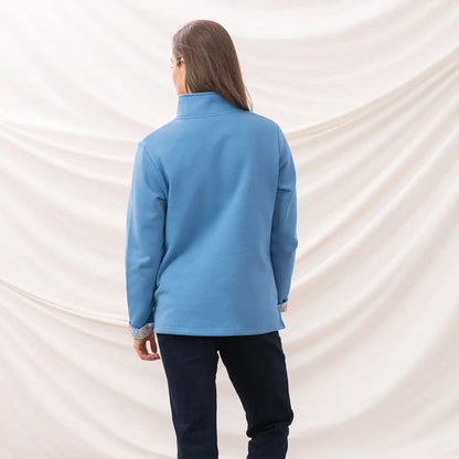 Blue quarter-zip sweatshirt from Lighthouse Ladies Shore II Jersey collection