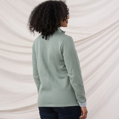 Lighthouse Ladies Shore II Jersey light green quarter-zip fleece jacket on woman