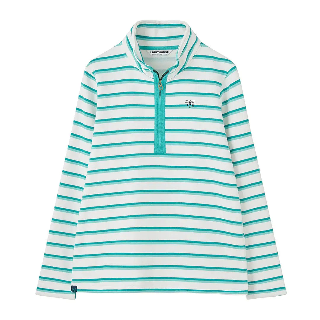 Striped long-sleeved lighthouse ladies shore Shore II Jersey pullover with partial zipper