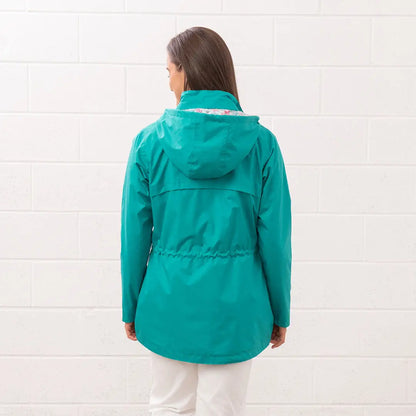 Teal Hooded Raincoat from Lighthouse Ladies Willow Coat collection, perfect for rainy days
