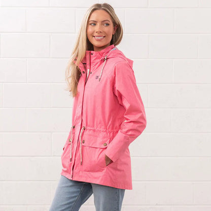 Stylish Woman’s pink hooded jacket from the Lighthouse Ladies Willow Coat for country clothing