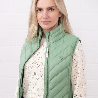 Light green quilted Lighthouse Laurel Gilet for stylish ladies’ layering