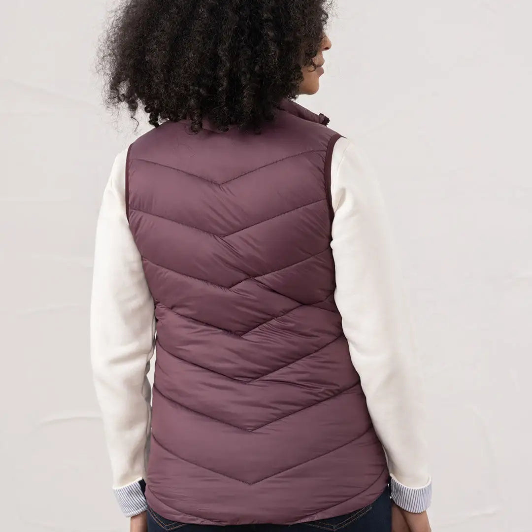Lighthouse Laurel ladies quilted plum vest with cream long sleeve top, Laurel Ladies Gilet