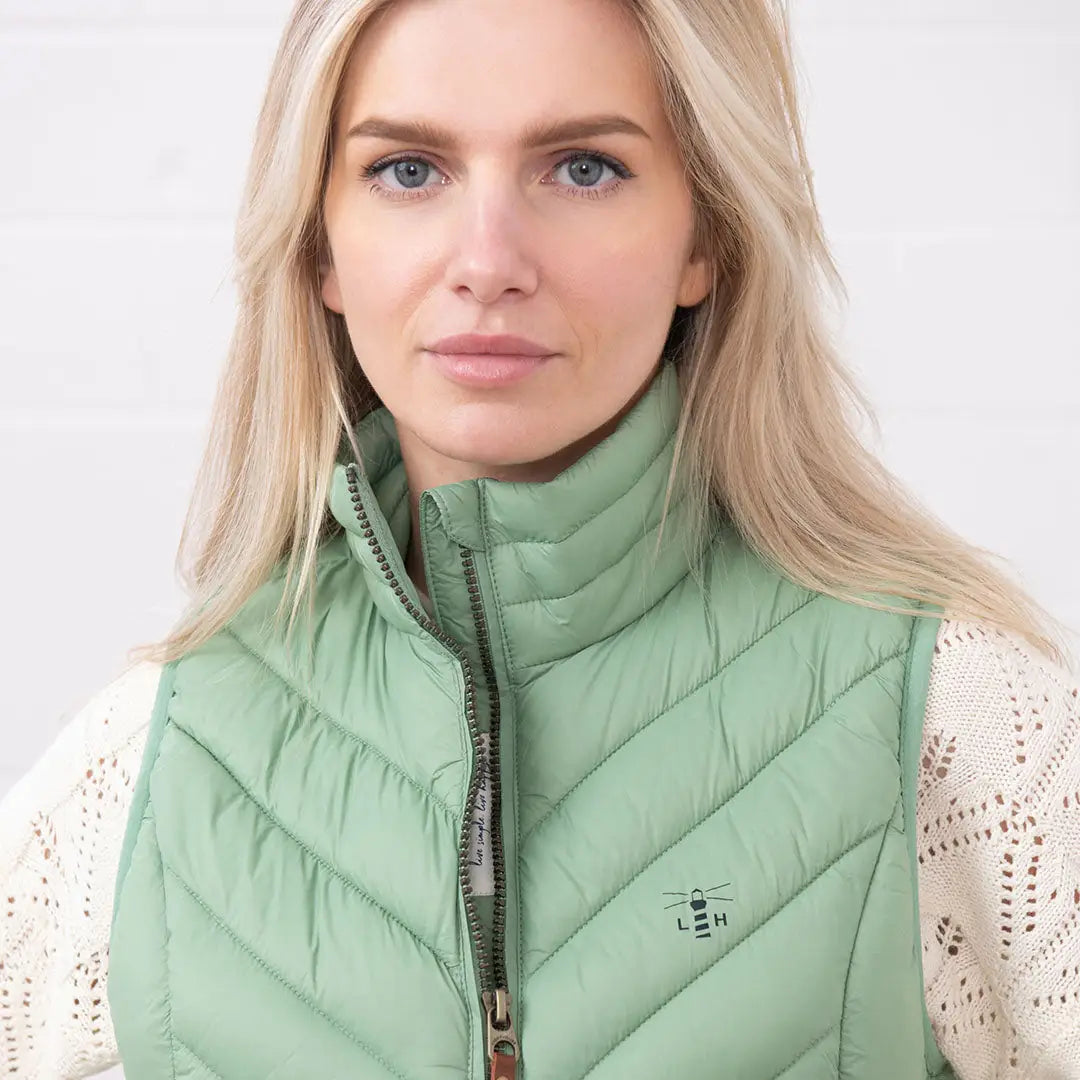 Light green quilted vest from Lighthouse Laurel perfect for stylish layering