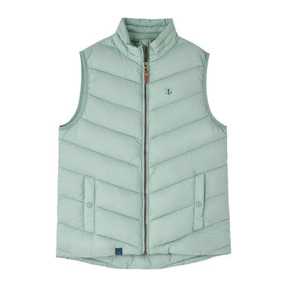 Light mint green Lighthouse Laurel Ladies gilet with quilted puffer design and stand-up collar