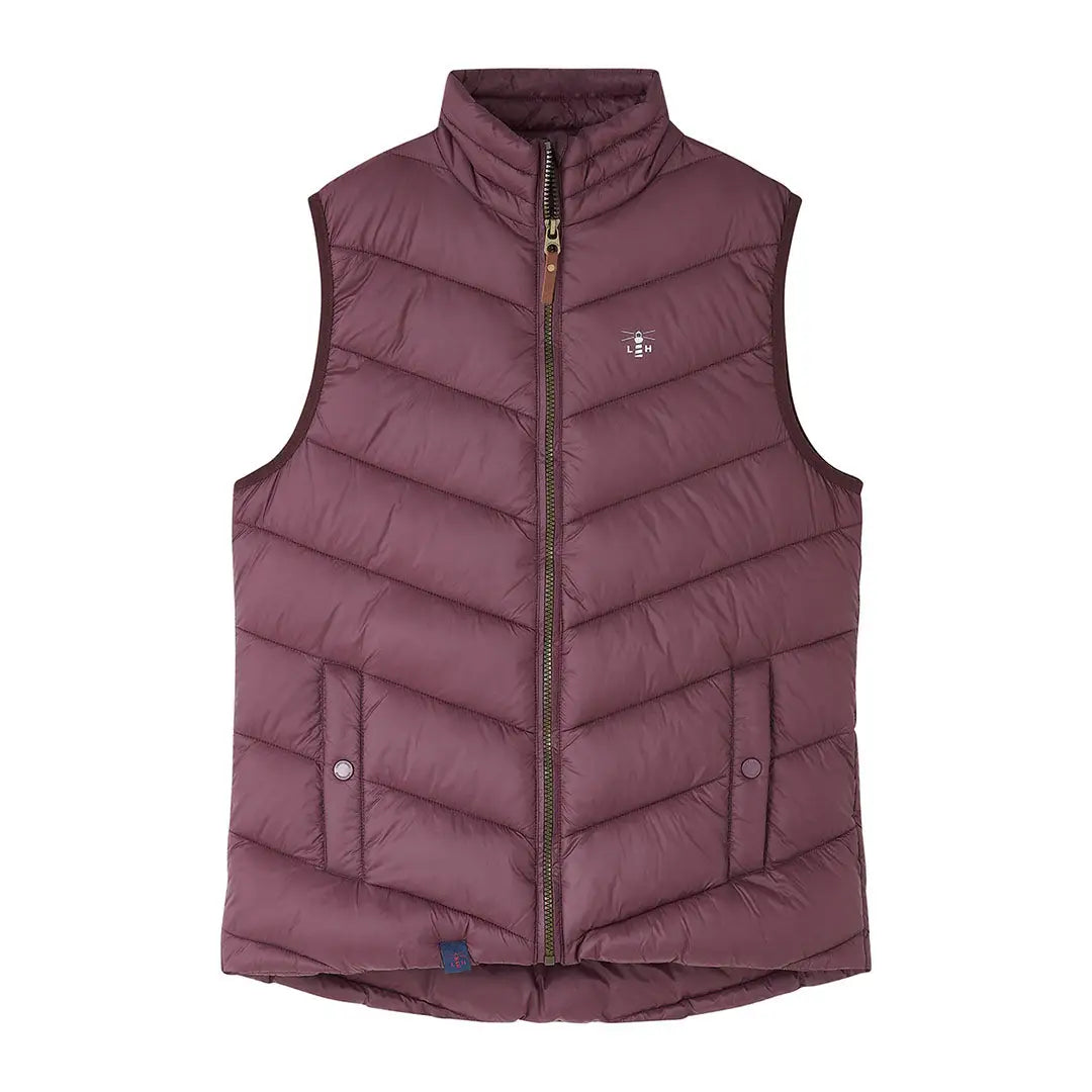 Lighthouse Laurel ladies burgundy quilted puffer vest with full zip and snap pockets