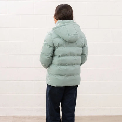 Hooded light green puffer jacket from Lighthouse Margot Ladies Coat collection