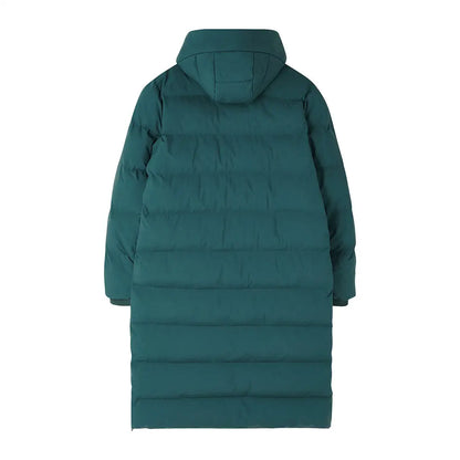 Teal long puffer coat with hood, Lighthouse Savannah Coat, stylish Savannah Coat for cold weather