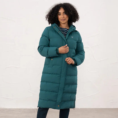 Teal Lighthouse Savannah Coat with hood and gold buttons, perfect Savannah coat style