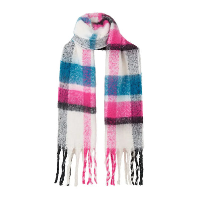 Fuzzy plaid Lighthouse Scarf in pink, blue, white, black for country clothing and hunting