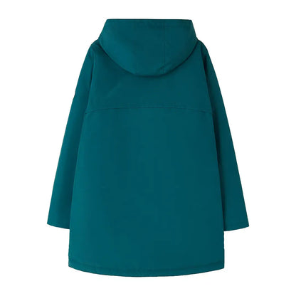 Teal blue hooded long-sleeved tunic perfect for country clothing and outdoor hunting gear