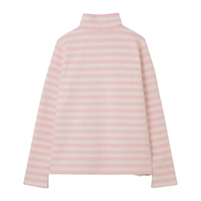Striped pink and white turtleneck Lighthouse Shore cotton jersey sweatshirt for ladies