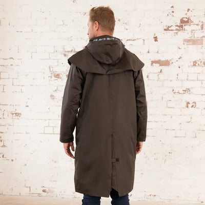 Brown Hooded Raincoat, Lighthouse Stockman Full Length Waterproof Rain Coat for rainy days