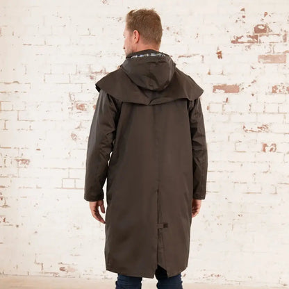 Brown Hooded Raincoat, Lighthouse Stockman Full Length Waterproof Rain Coat for rainy days