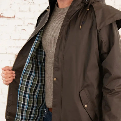 Olive green Lighthouse Stockman full length waterproof rain coat for stylish protection