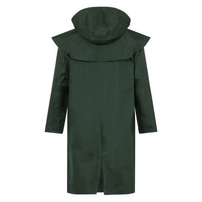Dark green Lighthouse Stockman full length waterproof rain coat with long sleeves