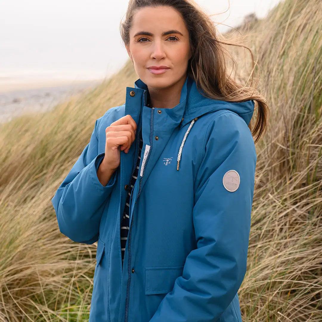 Lighthouse Tess Ladies Coat in teal blue waterproof country clothing for outdoors and hunting