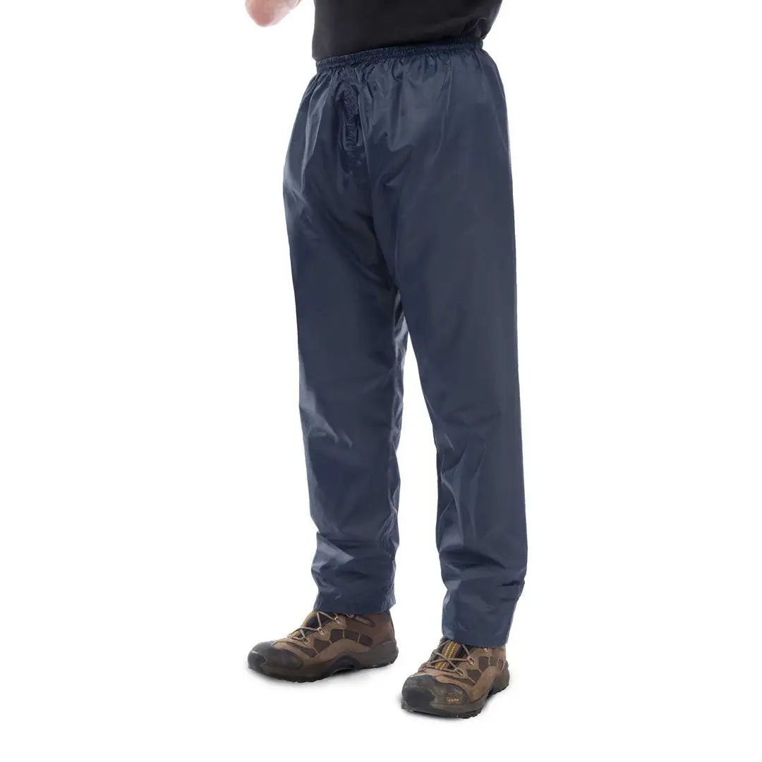 Navy blue Mac in a Sac Origin 2 Overtrousers with highly waterproof, fully taped seams