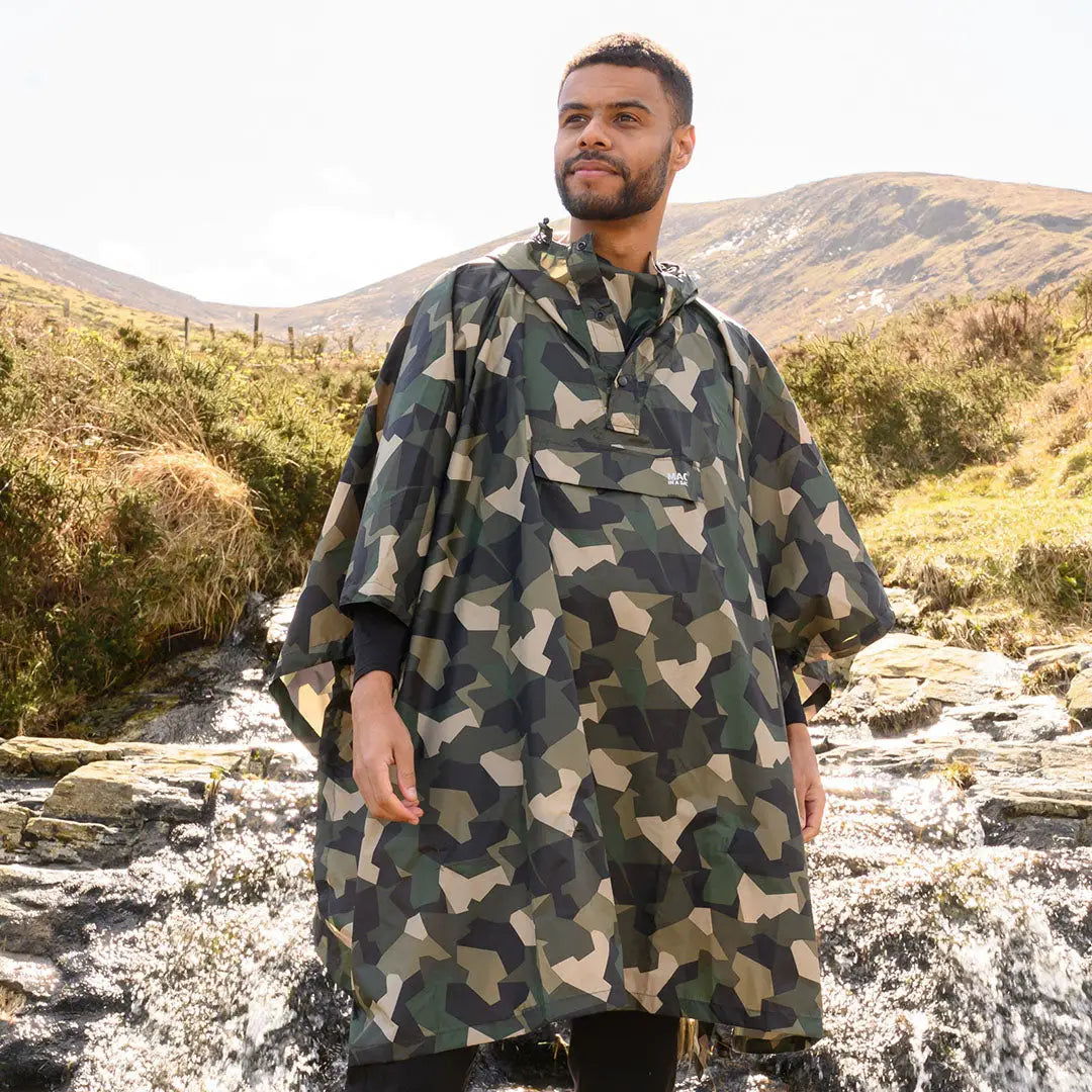 Poncho Imperméable Pliable Mac In A Sac - Léger Respirant Coupe-Vent - Cyclisme Randonnée Festivals Homme Femme
