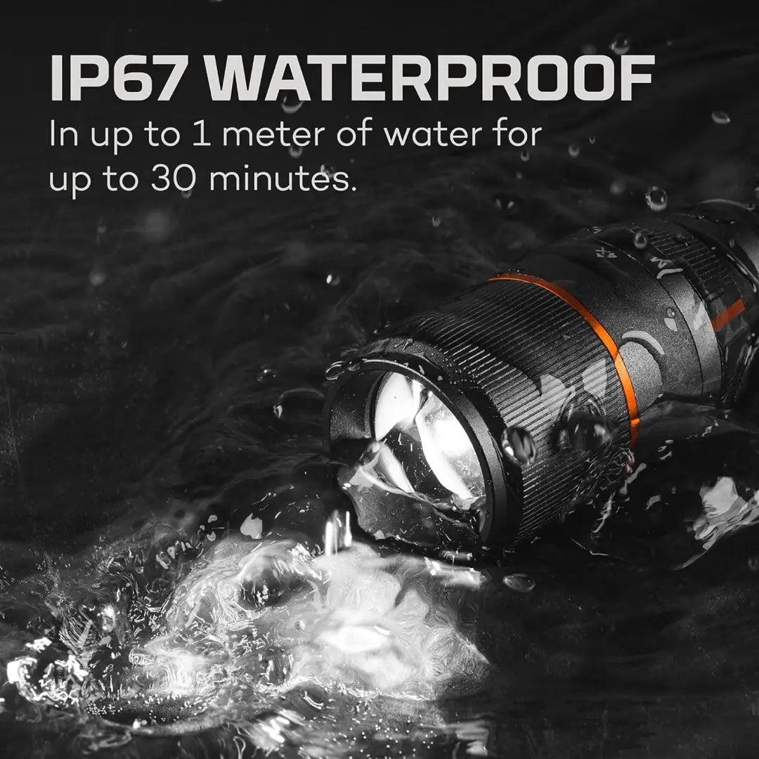 Waterproof NEBO Davinci 2000 shines brightly underwater as a powerful handheld flashlight
