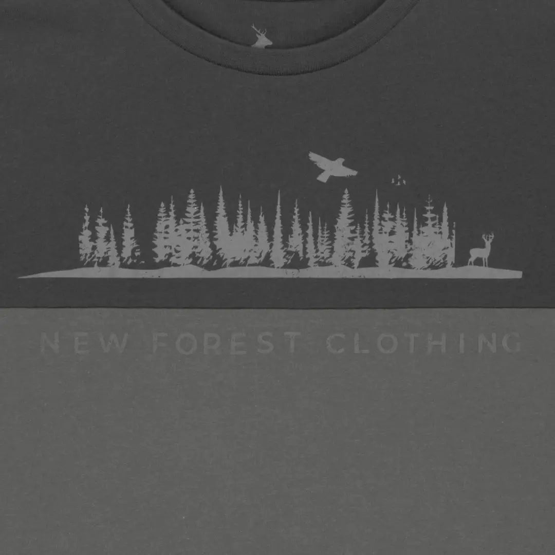 Gray New Forest 2-Tone Graphic T-Shirt perfect for country clothing lovers and outdoor adventures