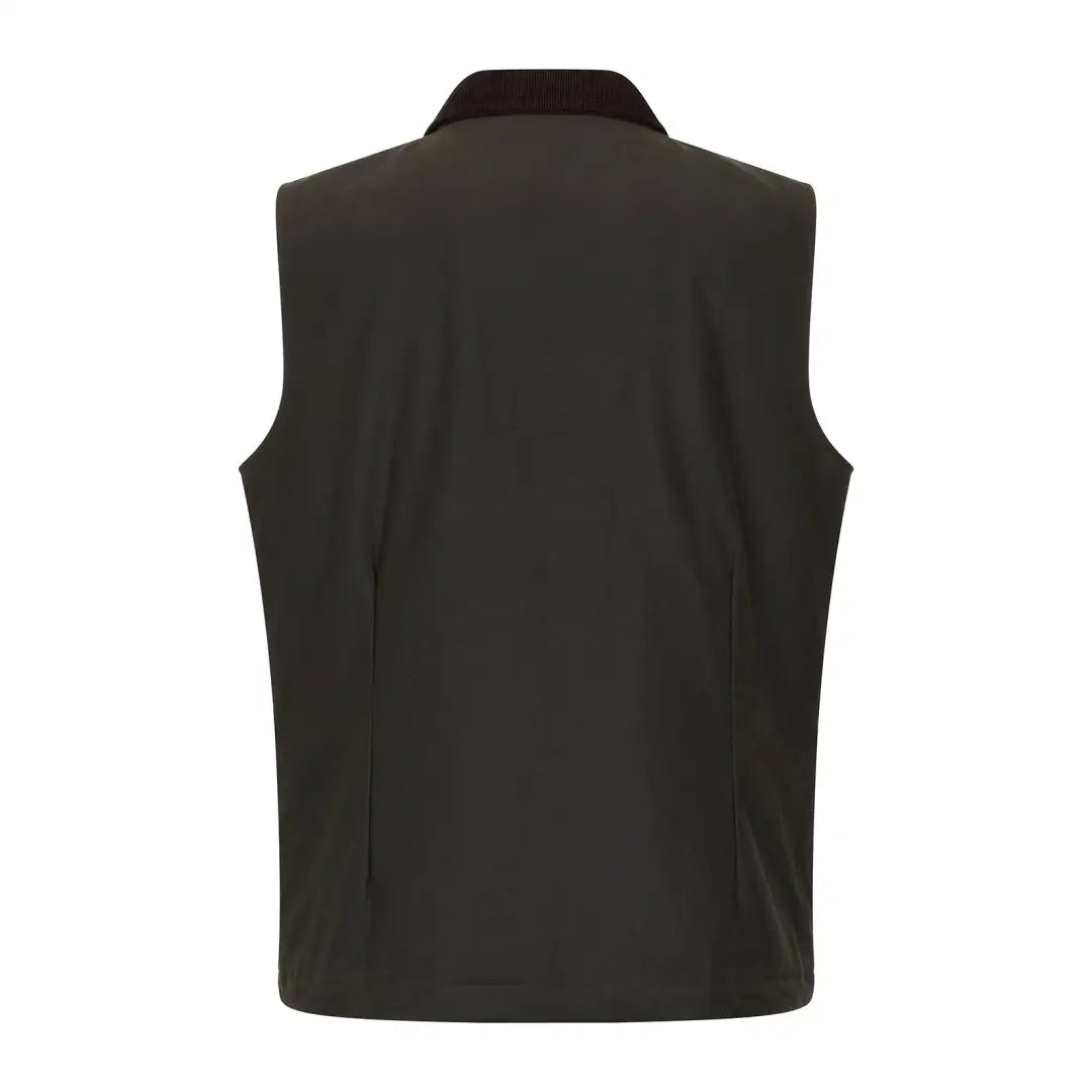 Dark green Forest Bushman Wax Gilet with brown collar - perfect for outdoor vibes