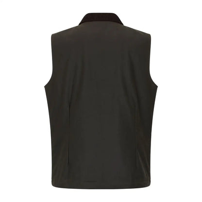 Dark green Forest Bushman Wax Gilet with brown collar - perfect for outdoor vibes