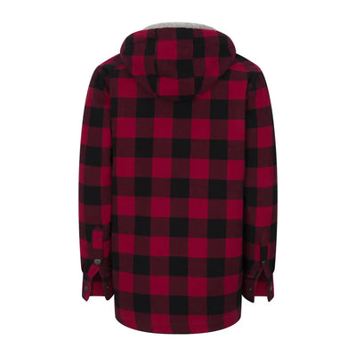 Red and black buffalo plaid flannel of the New Forest Canadian Sherpa Shirt