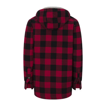 Red and black buffalo plaid flannel of the New Forest Canadian Sherpa Shirt
