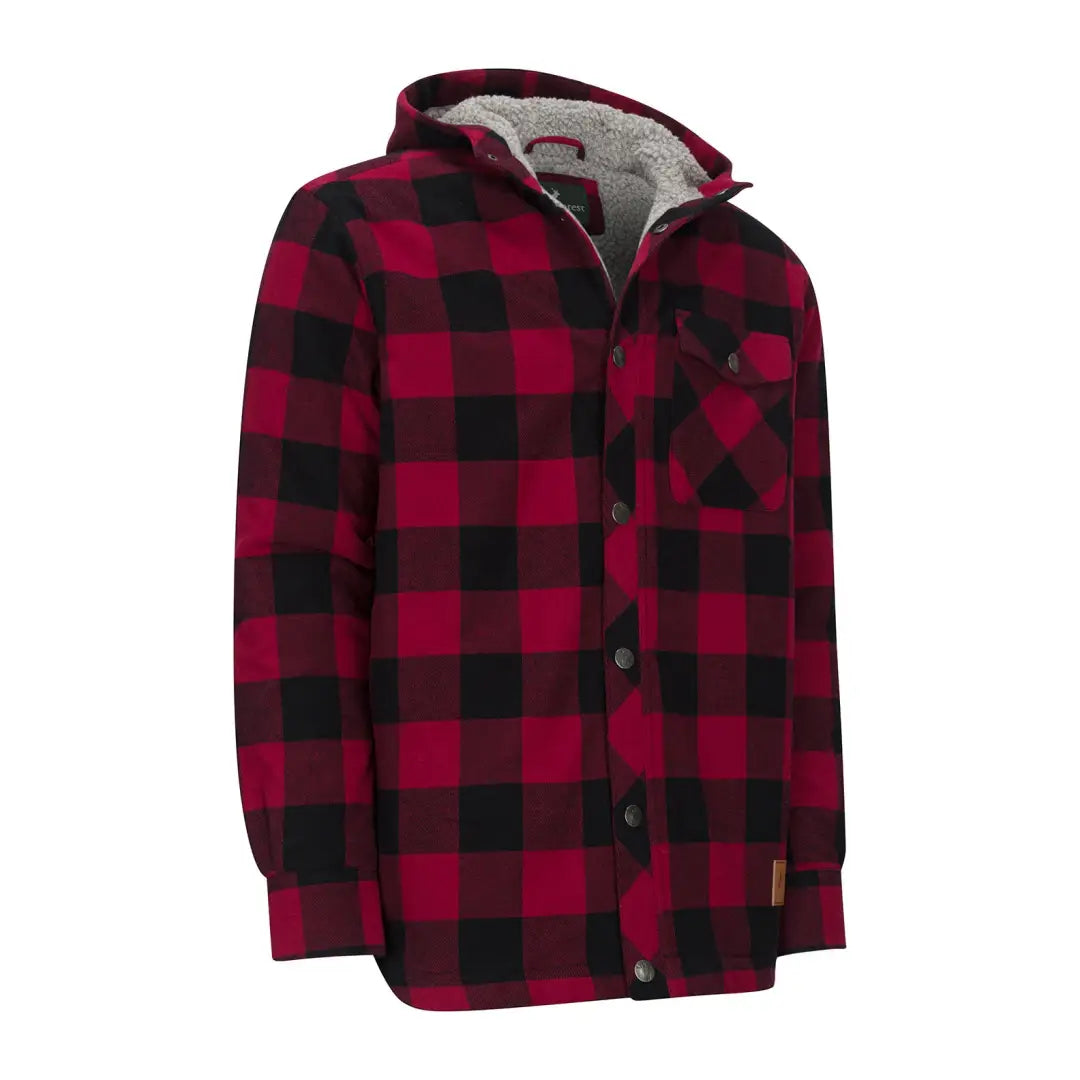 Jeans Red And Black Check Jacket Flannel Red Plaid Winter Coat