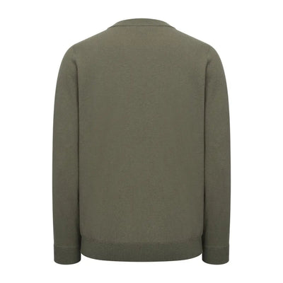 Olive green long-sleeved sweater, perfect for layering as a Forest Crew Neck Jumper