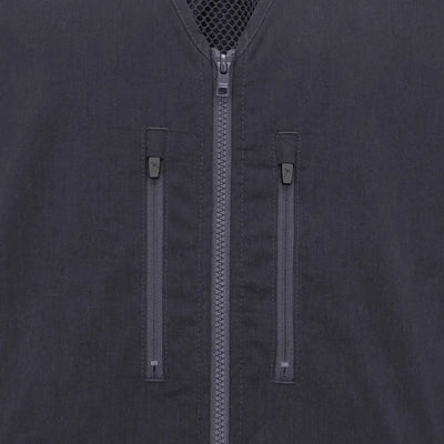 Dark gray zip-up forest dog training vest with mesh collar lining