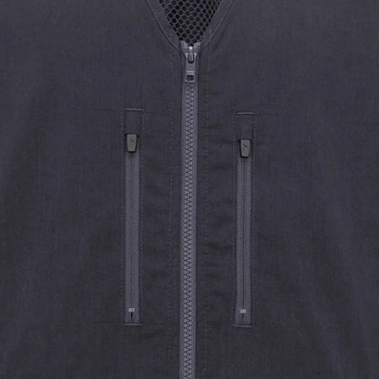 Dark gray zip-up forest dog training vest with mesh collar lining