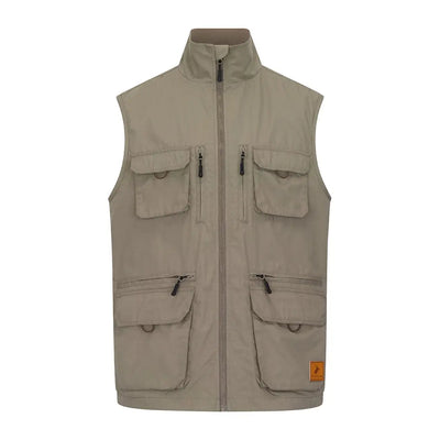 Khaki utility vest for outdoor adventures in the New Forest Explorer Gilet style