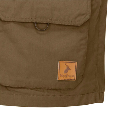Brown cargo pocket on the New Forest Explorer Gilet for stylish outdoor adventures