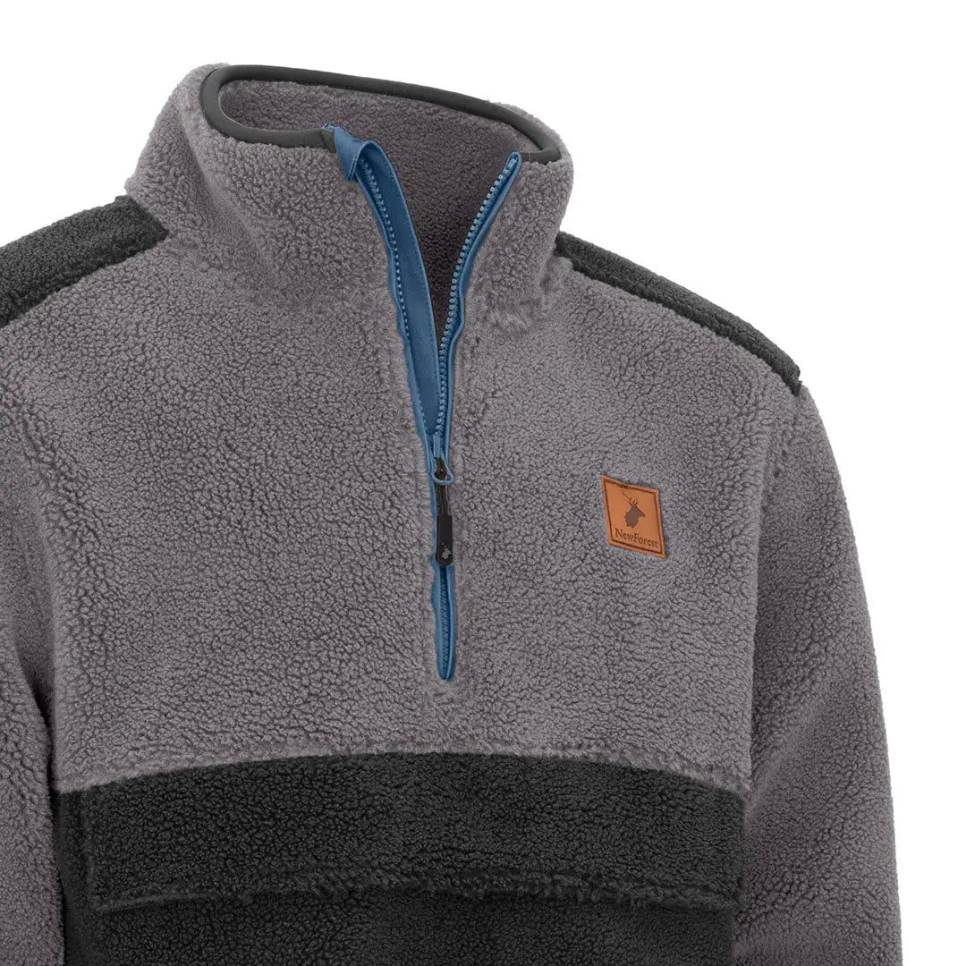 Gray and black fibre pile fleece pullover from New Forest Fox for cozy comfort