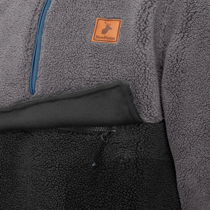 Gray and black New Forest Fox Fibre Pile Fleece pullover for cozy warmth
