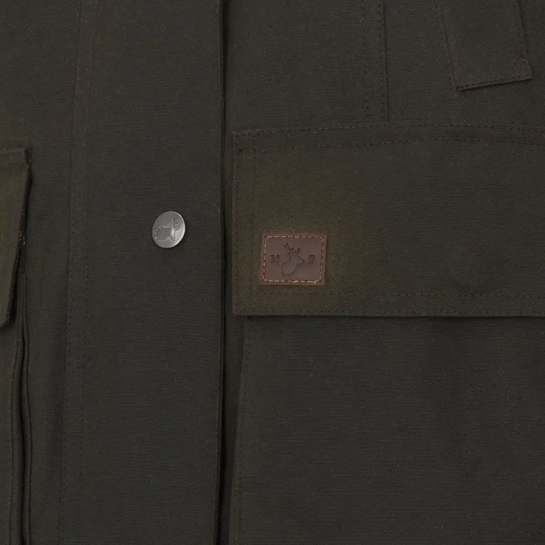 Olive green detail of Forest Freya Ladies Wax Jacket, perfect ladies wax jacket style
