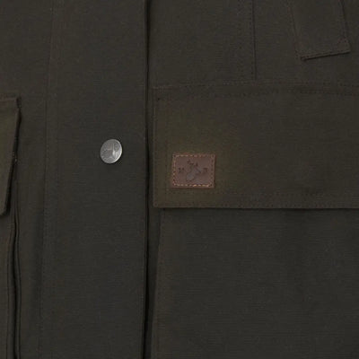 Olive green detail of Forest Freya Ladies Wax Jacket, perfect ladies wax jacket style