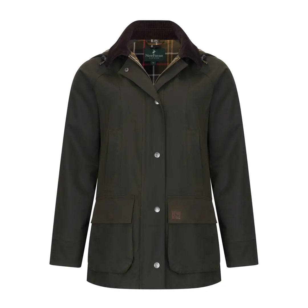 Olive green Forest Freya Ladies Wax Jacket perfect for stylish outdoor adventures