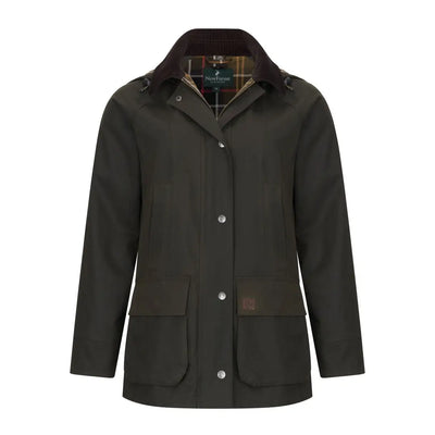 Olive green Forest Freya Ladies Wax Jacket perfect for stylish outdoor adventures
