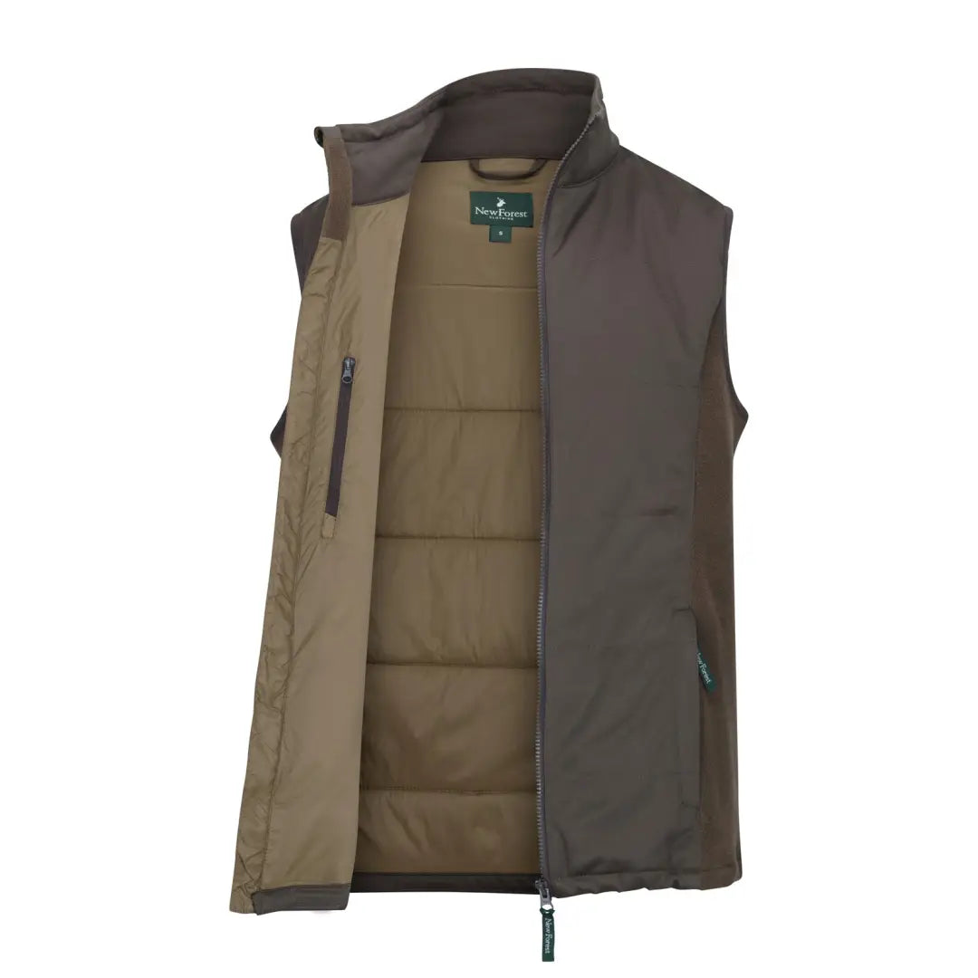 Padded sleeveless New Forest Grouse Gilet offers added warmth with a stylish zipper front