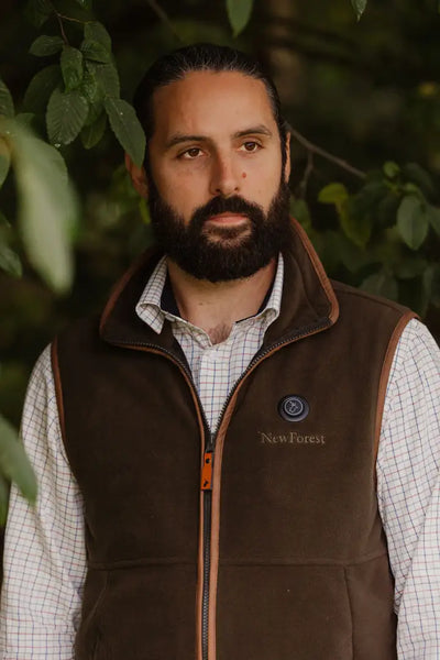 Brown fleece vest from the New Forest Heated Fleece Gilet, perfect for chilly days
