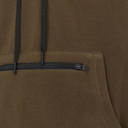 Brown fleece forest heathland hoodie with zippered pocket, perfect heathland hoodie style