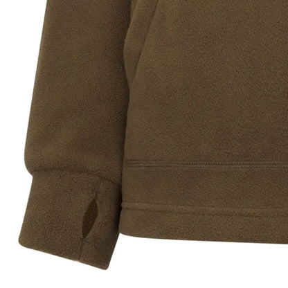 Brown fleece jacket sleeve with thumb hole from New Forest Heathland Hoodie for forest heathland vibe