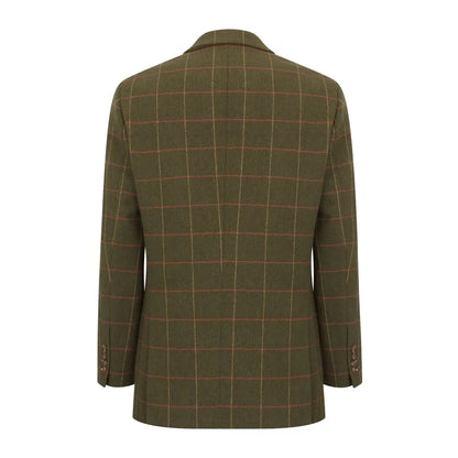 Olive green plaid tweed blazer from New Forest Heritage Tweed collection, luxe forest heritage style