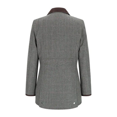 Gray tweed blazer with brown collar from the New Forest Jessica Tweed Field Coat
