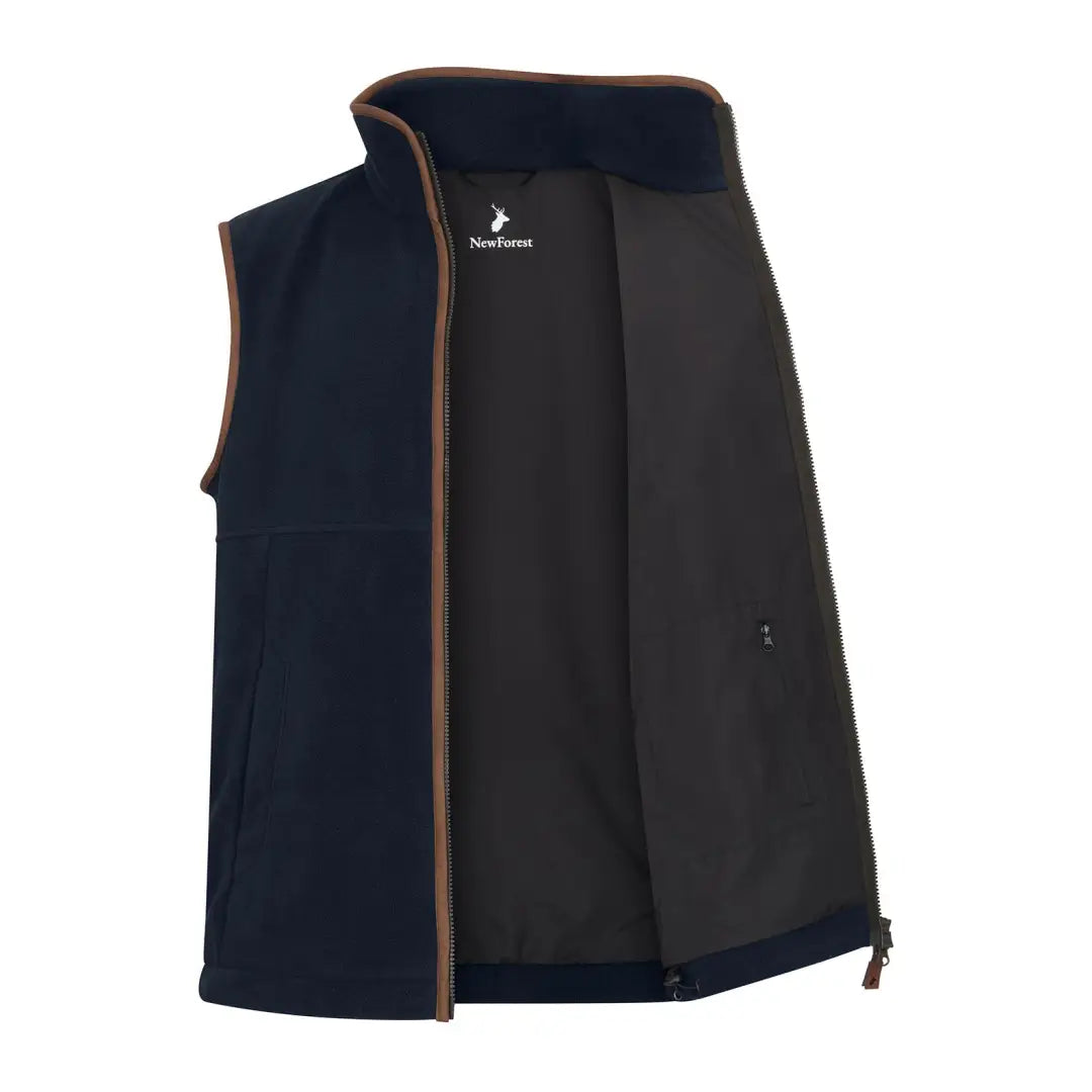 Open navy blue forest knightwood fleece gilet from the New Forest Knightwood collection